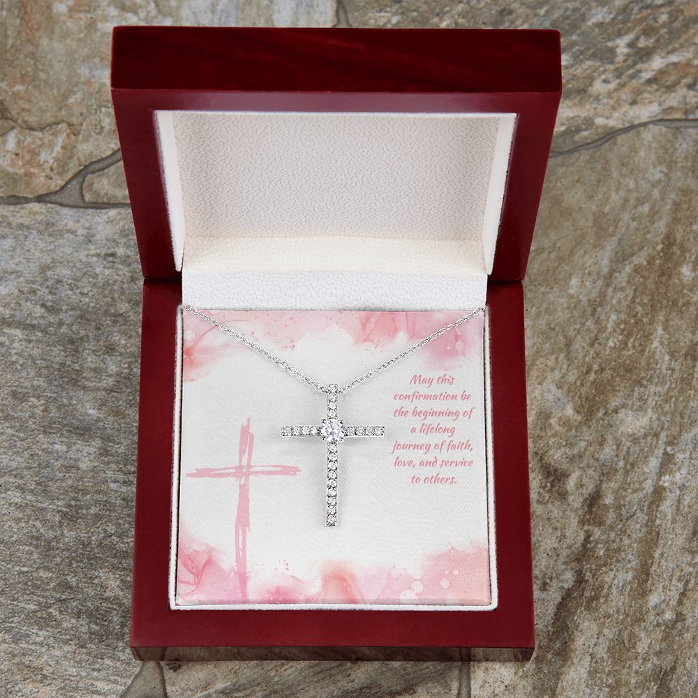 May this confirmation be the beginning of a lifelong journey of Faith - CZ Cross Necklace
