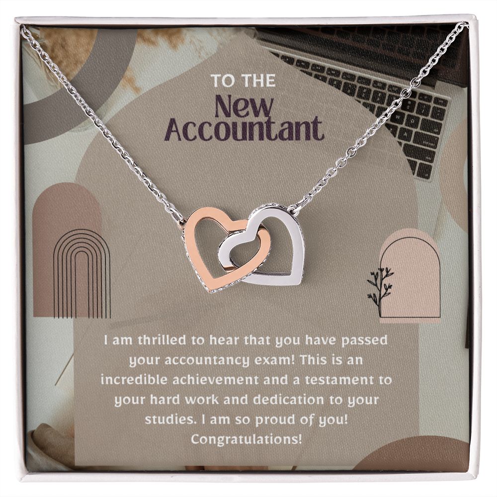 To the New Accountant | I am thrilled to hear that you have passed your accountancy exam. - Interlocking Hearts Necklace