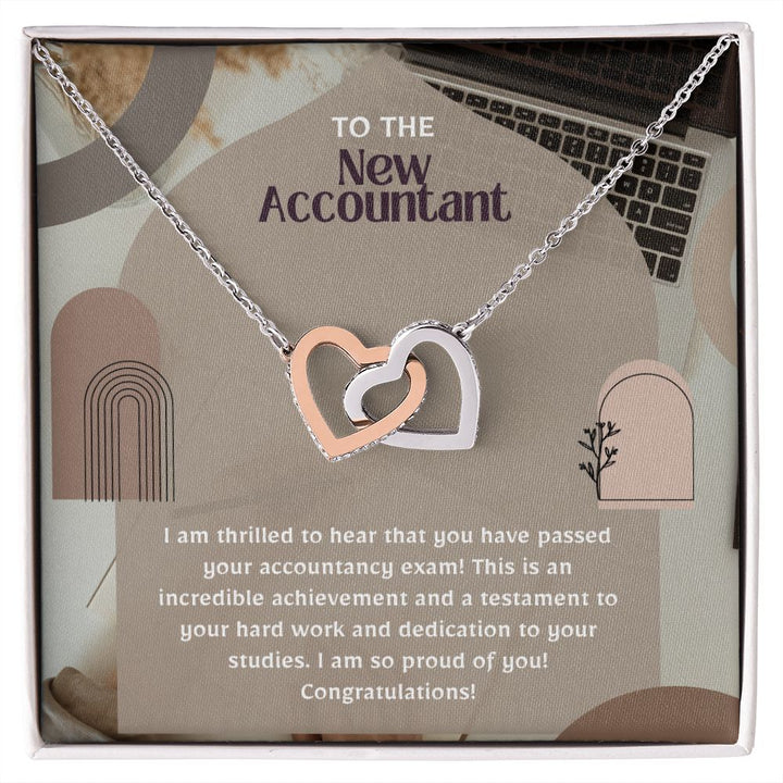 To the New Accountant | I am thrilled to hear that you have passed your accountancy exam. - Interlocking Hearts Necklace