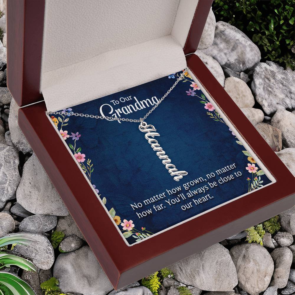 Grandma | No matter how grown, no matter how far. You'll always be close to our heart - Multi Vertical Name Necklace