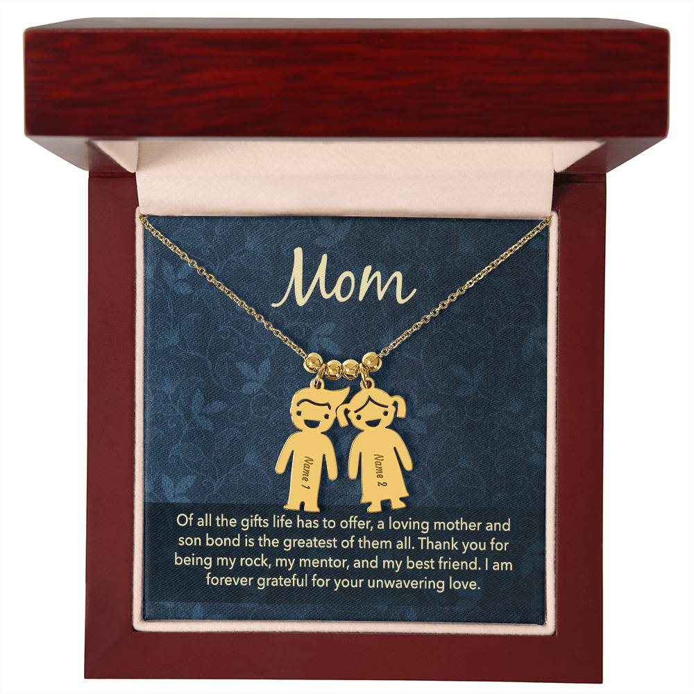 Mom |   Thank you for being my rock, my mentor and my best friend - Kid Charm Necklace