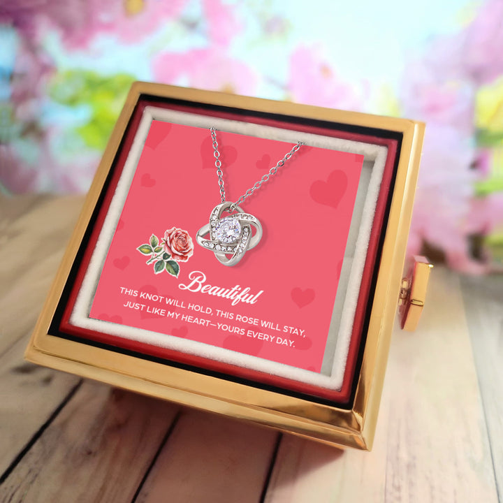 To My Wife | This know will hold, this rose will stay - Love Knot with Rotating Rose Gift Box