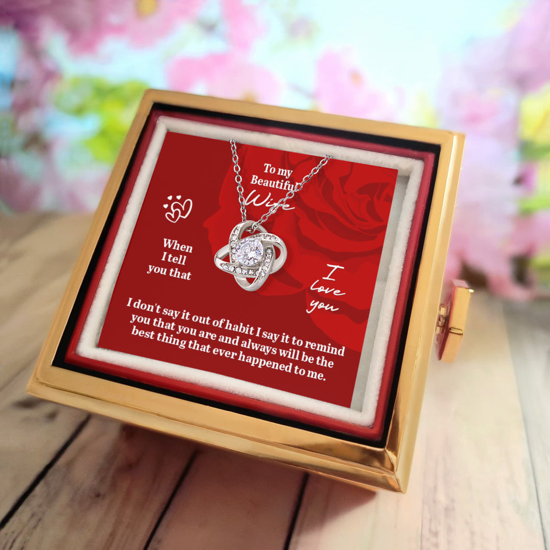 To My Wife | Best thing that ever happened to me - Love Knot with Rotating Rose Gift Box