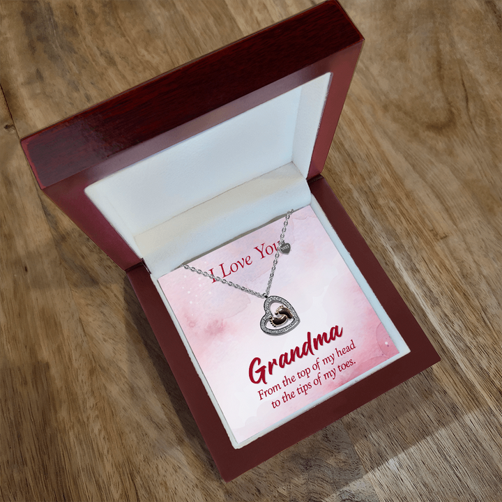Grandma | I love you from the top of my head - Baby Feet Heart Necklace