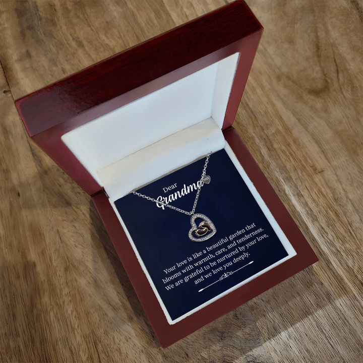 Dear Grandma | We are grateful to be nurtured by your love - Baby Feet Heart Necklace