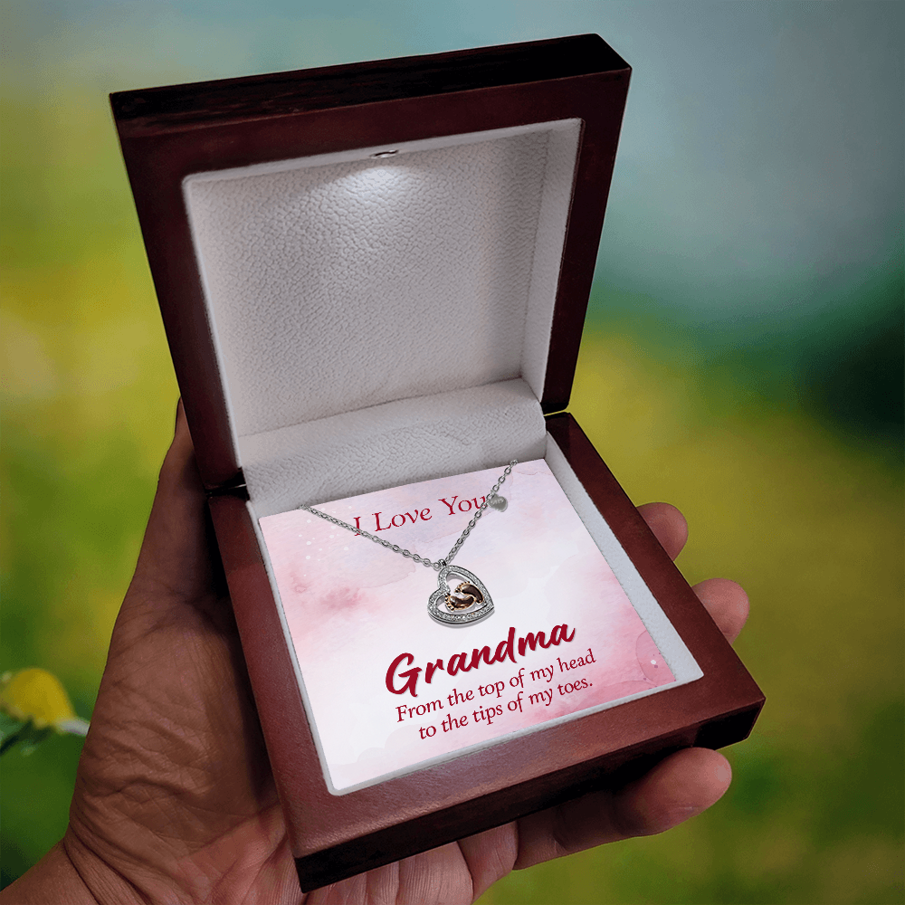 Grandma | I love you from the top of my head - Baby Feet Heart Necklace