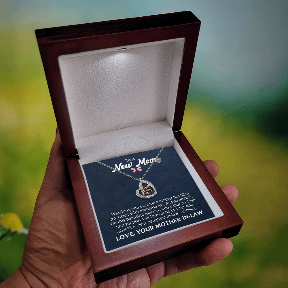 To a New Mom | Watching you become a mother has filled my heart with immense joy - Baby Feet Heart Necklace