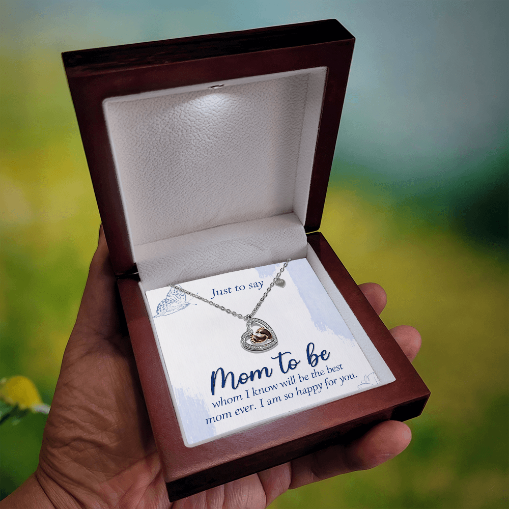 Mom to be | I know till be the best mom ever - Baby Feet Heart Necklace