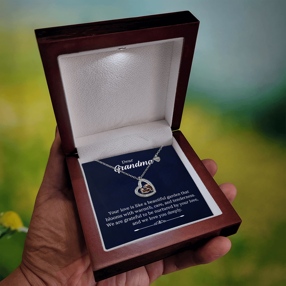 Dear Grandma | We are grateful to be nurtured by your love - Baby Feet Heart Necklace