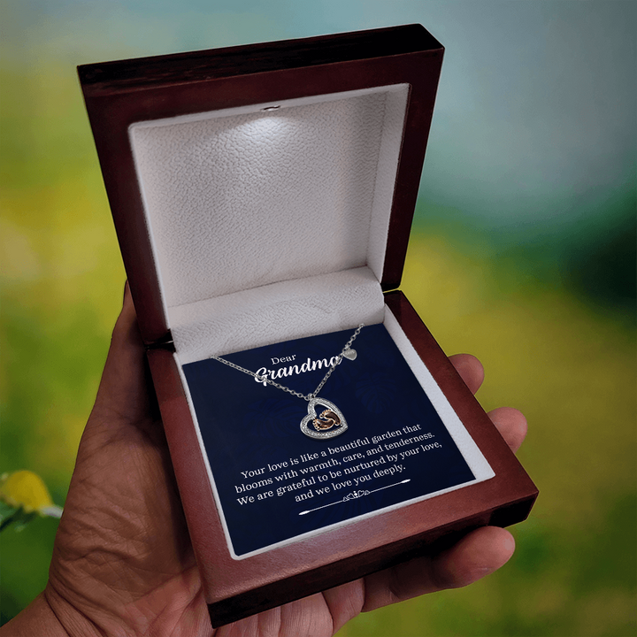 Dear Grandma | We are grateful to be nurtured by your love - Baby Feet Heart Necklace