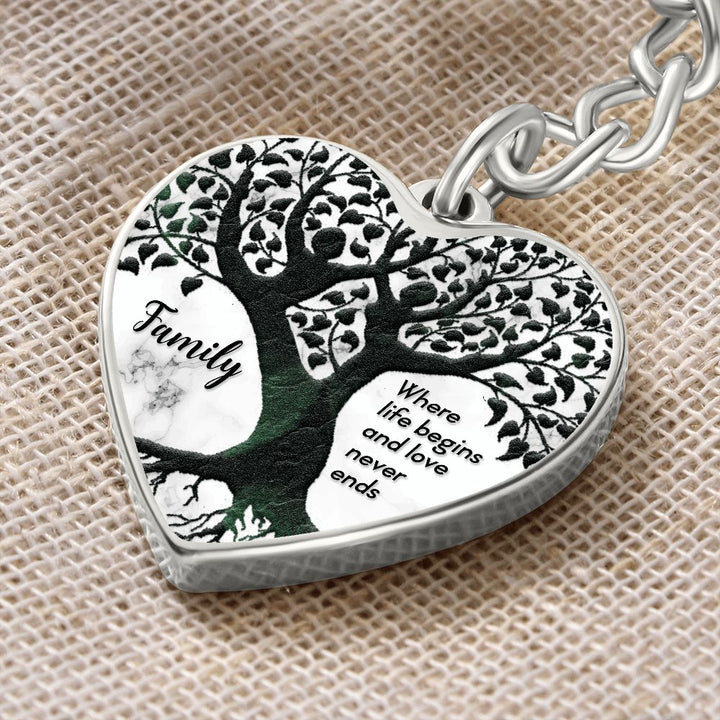 Family | Where life begins and love never ends - Heart Keychain