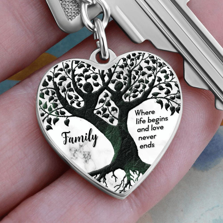 Family | Where life begins and love never ends - Heart Keychain