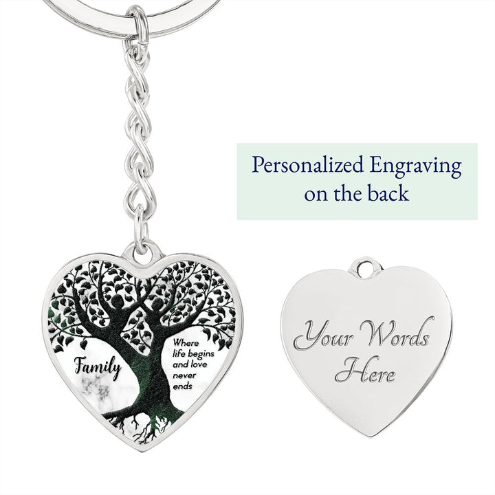 Family | Where life begins and love never ends - Heart Keychain