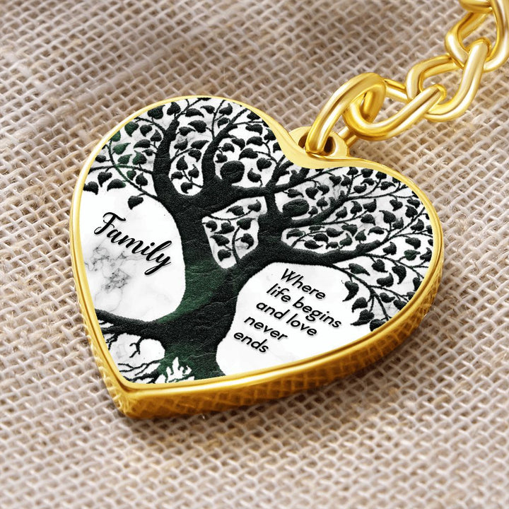 Family | Where life begins and love never ends - Heart Keychain