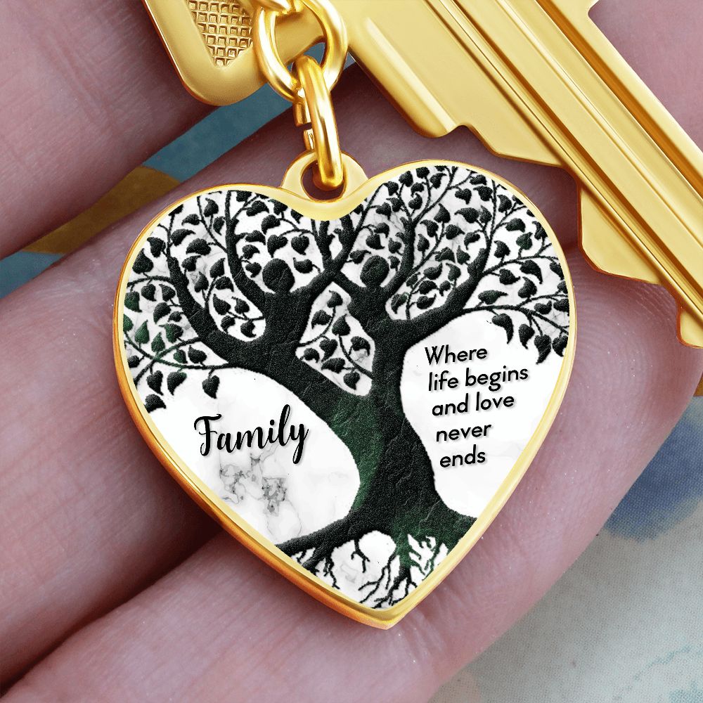 Family | Where life begins and love never ends - Heart Keychain