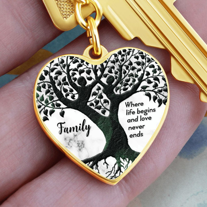 Family | Where life begins and love never ends - Heart Keychain