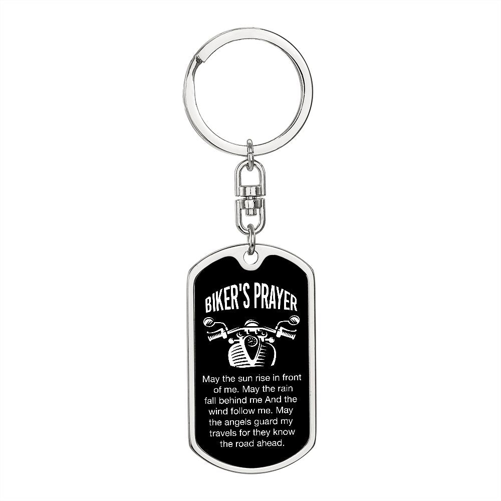 Biker's Prayer | May the Angels guard my Travels - Dog Tag with Swivel Keychain