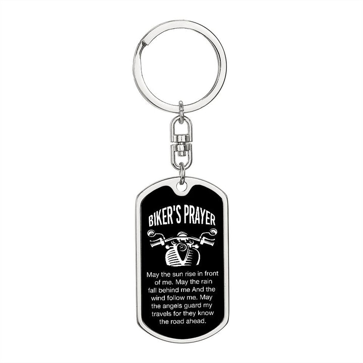 Biker's Prayer | May the Angels guard my Travels - Dog Tag with Swivel Keychain