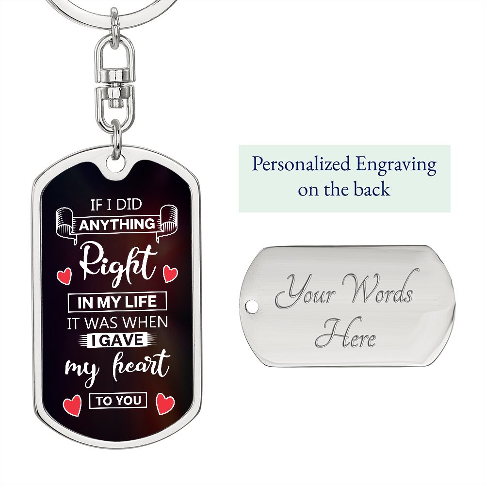 To My Husband | I gave my heart to you - Dog Tag with Swivel Keychain