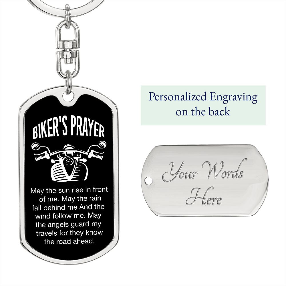 Biker's Prayer | May the Angels guard my Travels - Dog Tag with Swivel Keychain