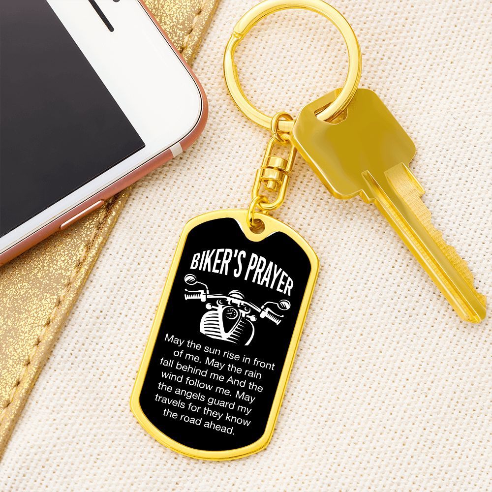 Biker's Prayer | May the Angels guard my Travels - Dog Tag with Swivel Keychain