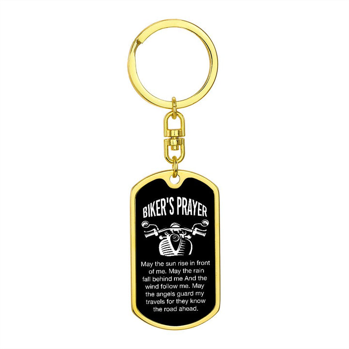 Biker's Prayer | May the Angels guard my Travels - Dog Tag with Swivel Keychain