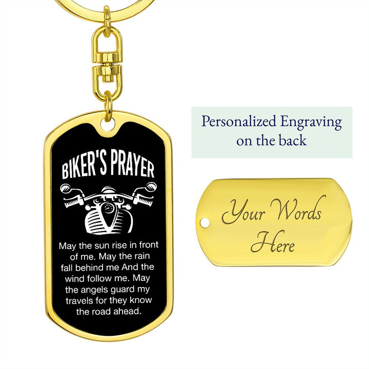 Biker's Prayer | May the Angels guard my Travels - Dog Tag with Swivel Keychain