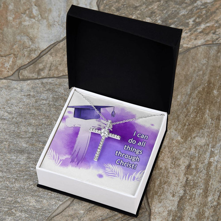 Happy Graduation | I can do all things - CZ Cross Necklace