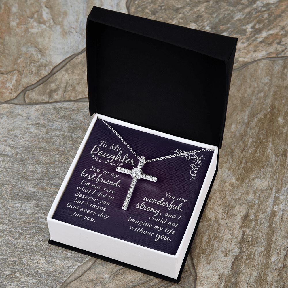 To My Daughter | You are my Best Friend - CZ Cross Necklace