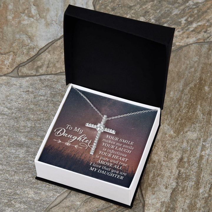 To My Daughter | Her Smile - CZ Cross Necklace