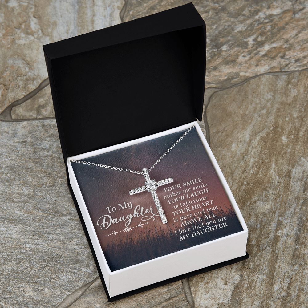 To My Daughter | Her Smile - CZ Cross Necklace