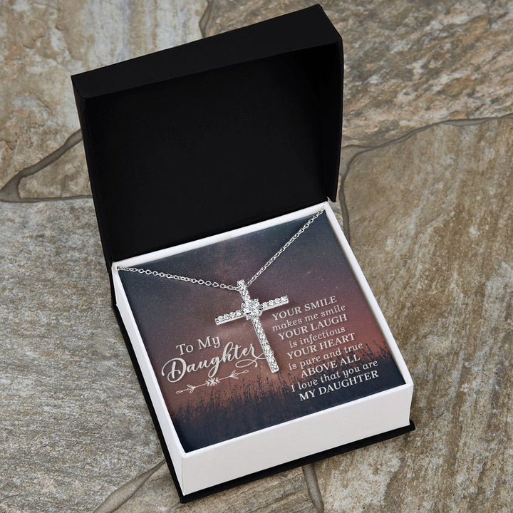 To My Daughter | Her Smile - CZ Cross Necklace