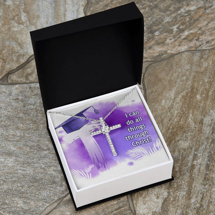 Happy Graduation | I can do all things - CZ Cross Necklace