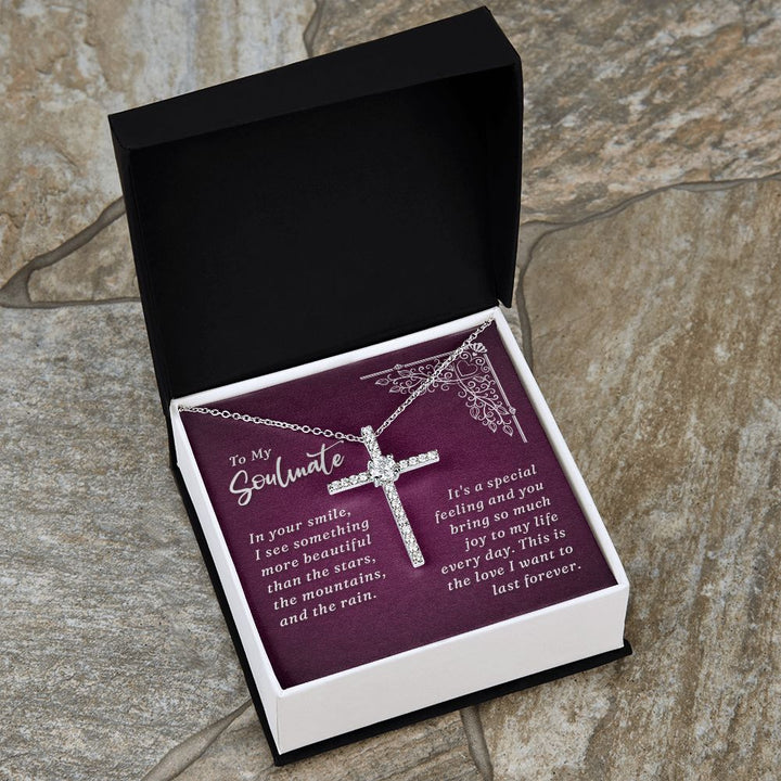 To My Soulmate | In Your Smile - CZ Cross Necklace