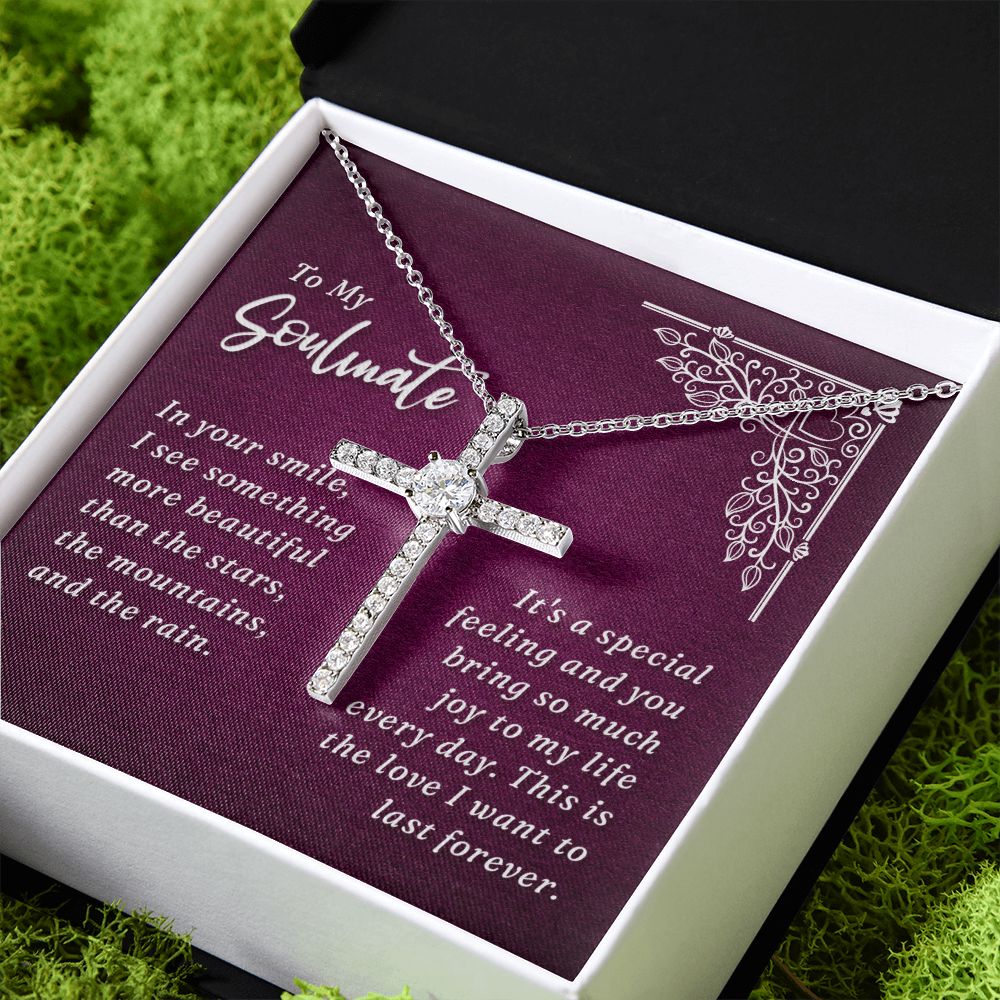 To My Soulmate | In Your Smile - CZ Cross Necklace