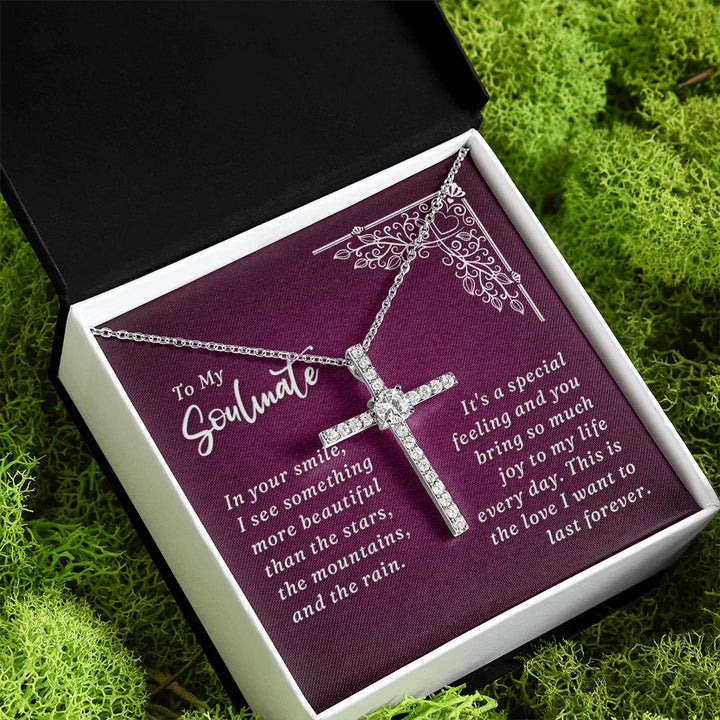 To My Soulmate | In Your Smile - CZ Cross Necklace