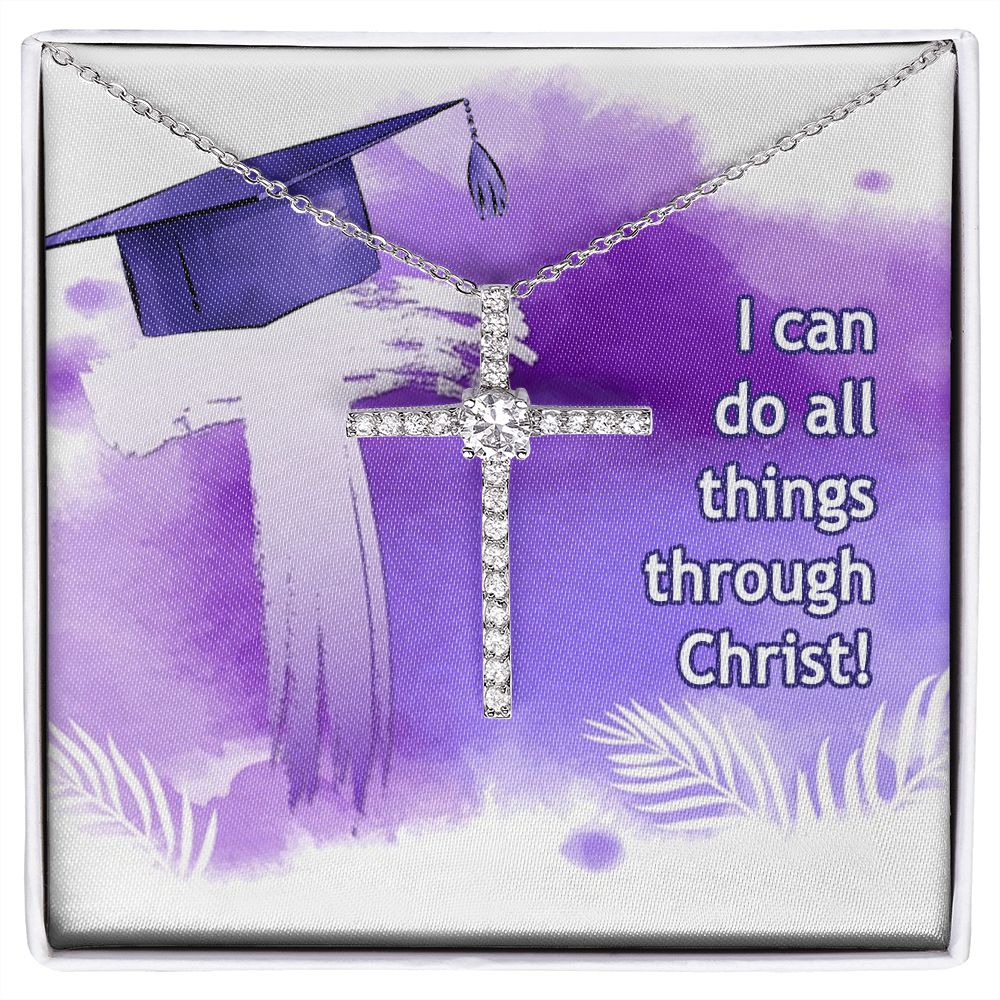 Happy Graduation | I can do all things - CZ Cross Necklace