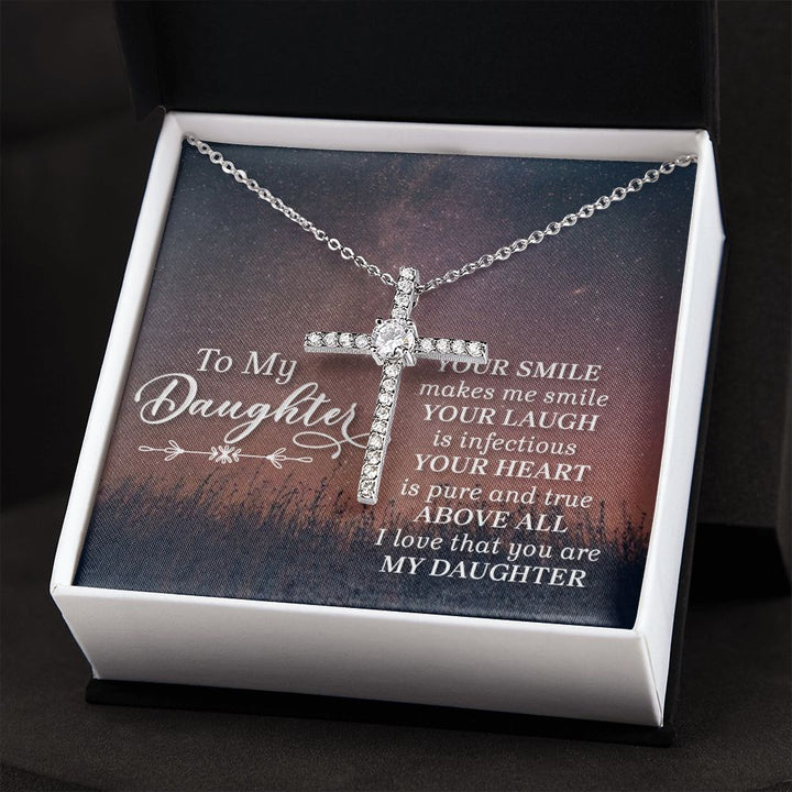 To My Daughter | Her Smile - CZ Cross Necklace