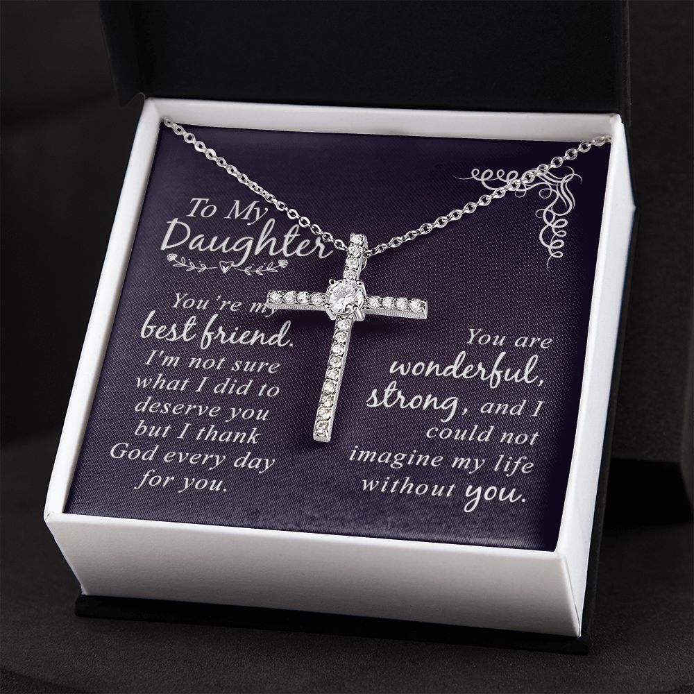 To My Daughter | You are my Best Friend - CZ Cross Necklace