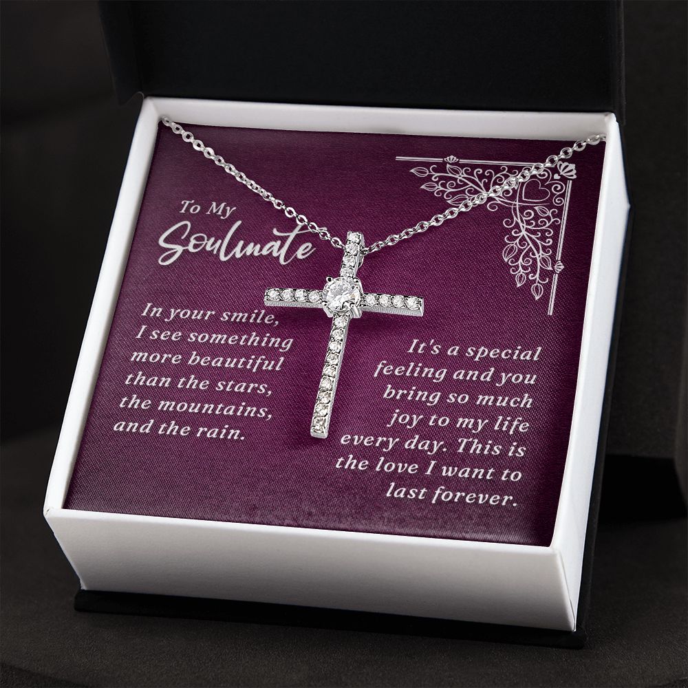 To My Soulmate | In Your Smile - CZ Cross Necklace