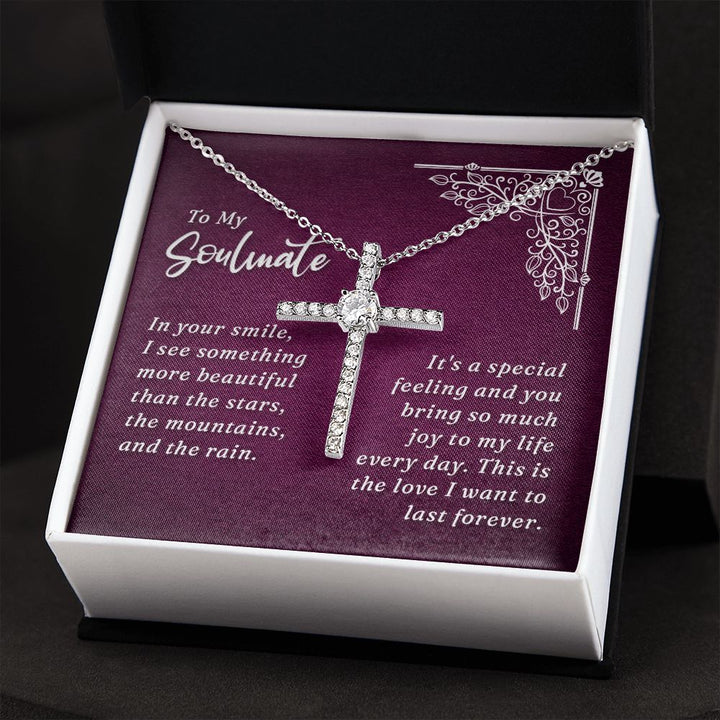 To My Soulmate | In Your Smile - CZ Cross Necklace