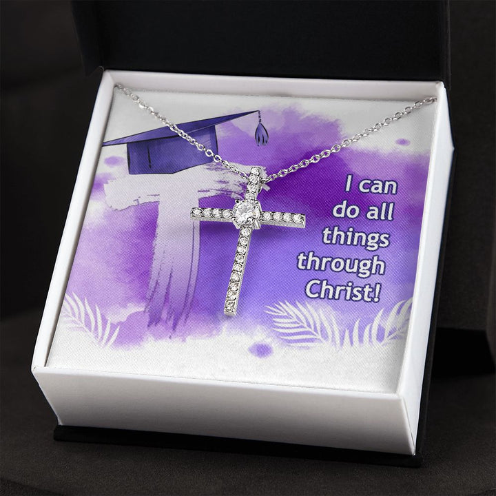 Happy Graduation | I can do all things - CZ Cross Necklace