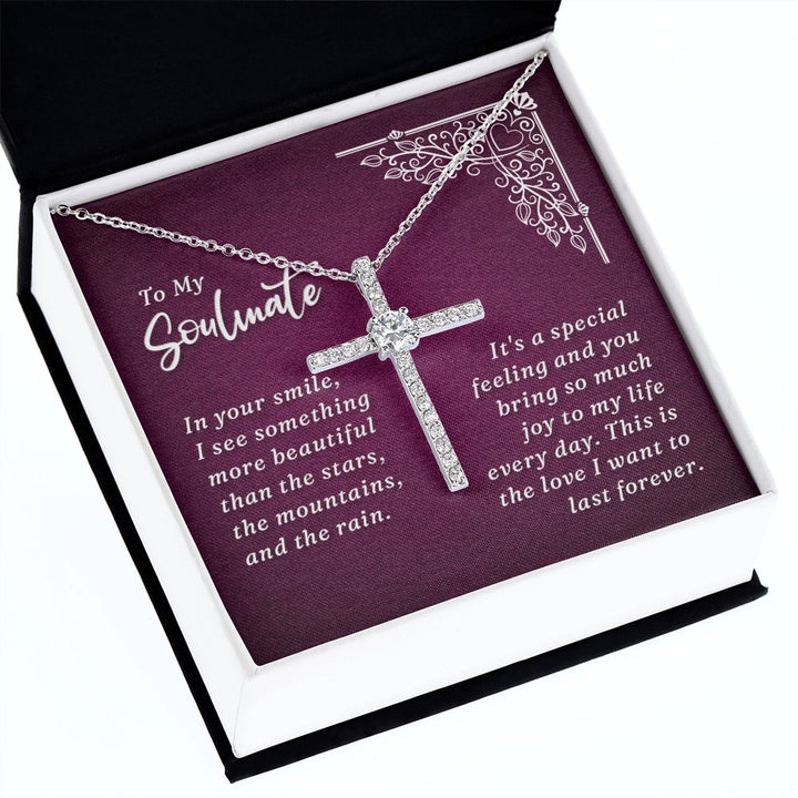 To My Soulmate | In Your Smile - CZ Cross Necklace