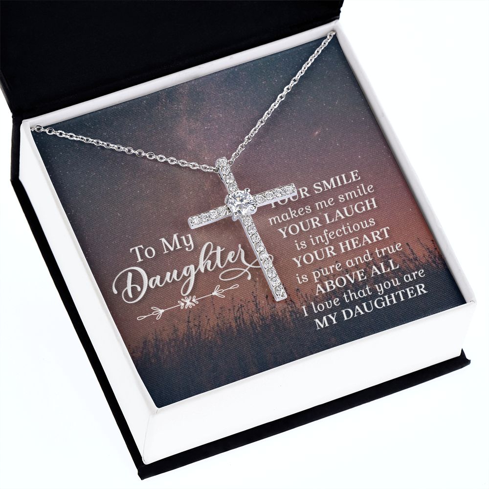 To My Daughter | Her Smile - CZ Cross Necklace