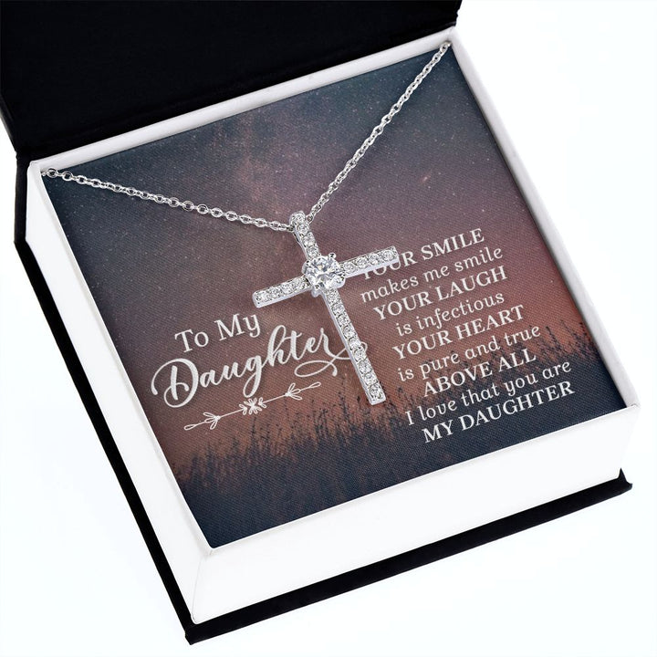 To My Daughter | Her Smile - CZ Cross Necklace