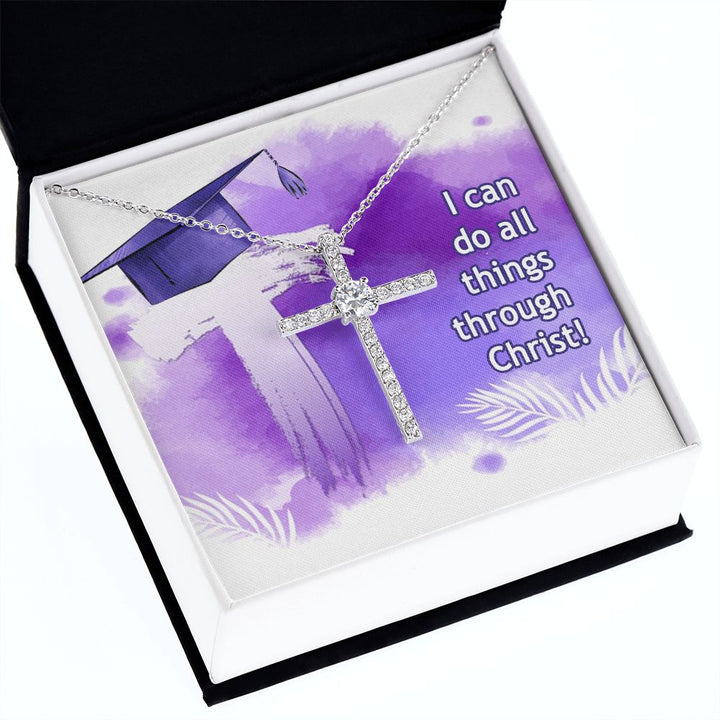 Happy Graduation | I can do all things - CZ Cross Necklace