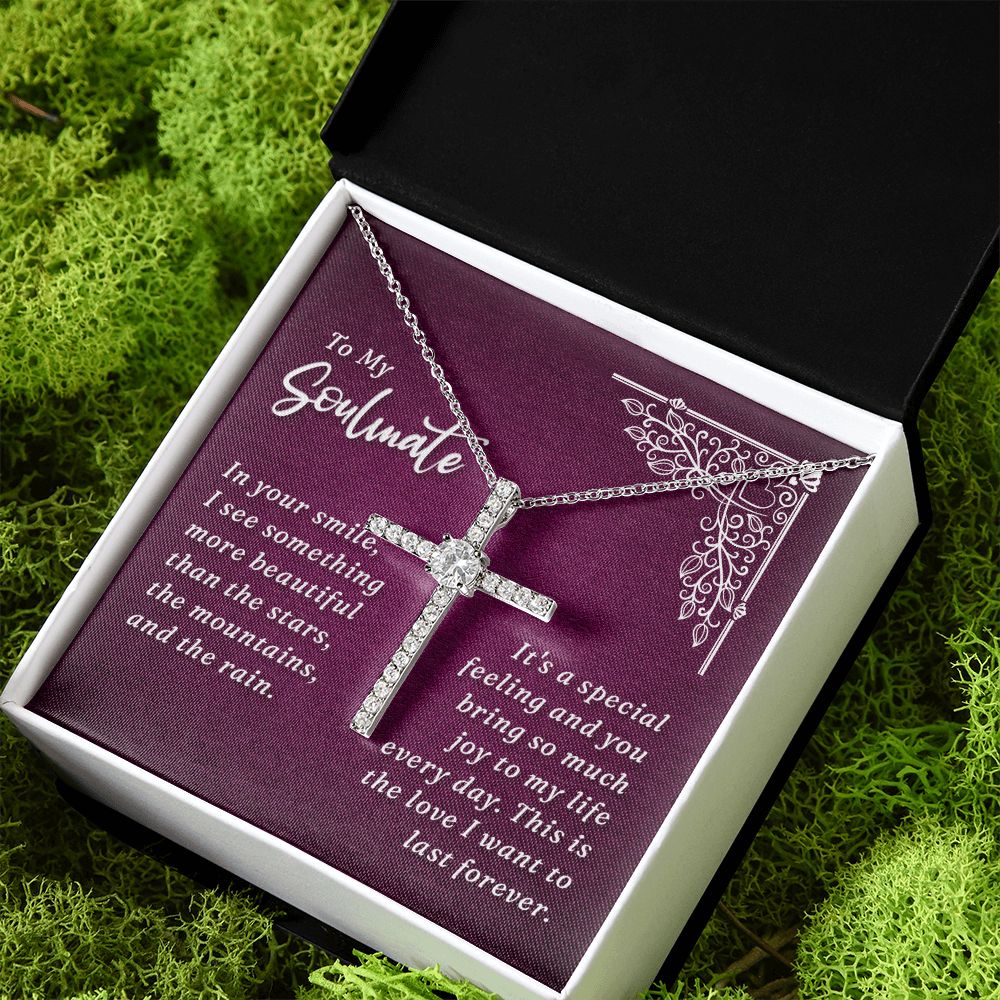 To My Soulmate | In Your Smile - CZ Cross Necklace