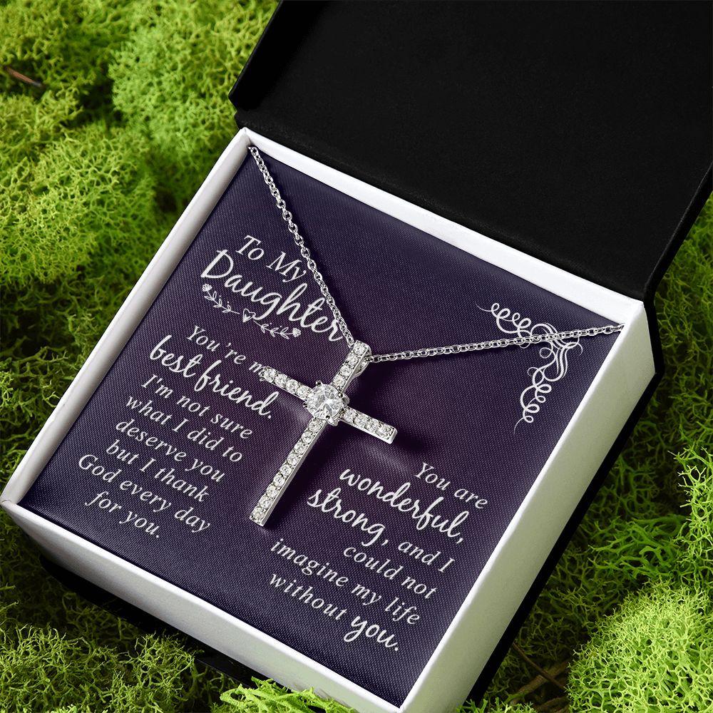 To My Daughter | You are my Best Friend - CZ Cross Necklace