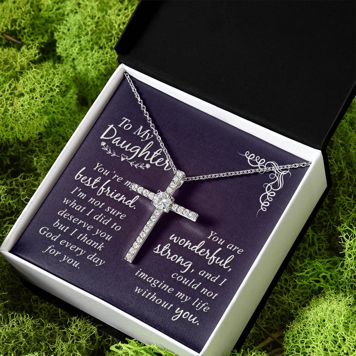 To My Daughter | You are my Best Friend - CZ Cross Necklace