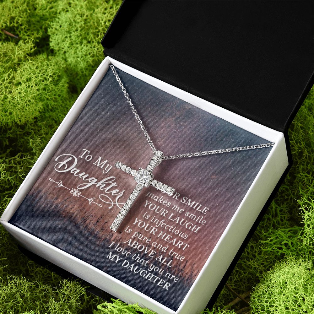 To My Daughter | Her Smile - CZ Cross Necklace
